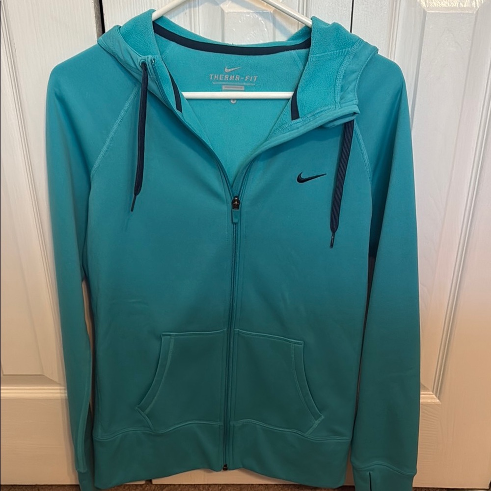 Nike Women's Teal Hooded Therma-Fit Full-Zip Jacket